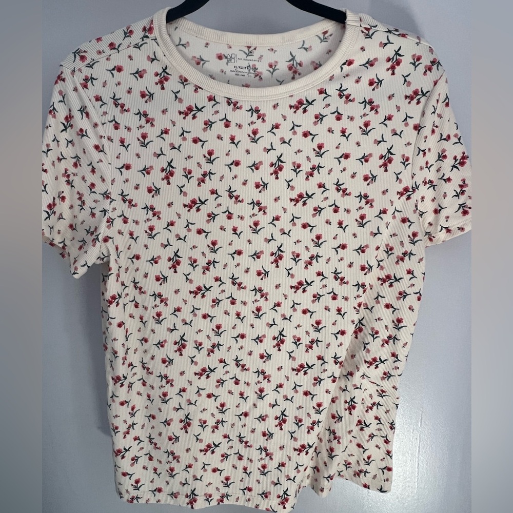 Floral Print Ribbed Top